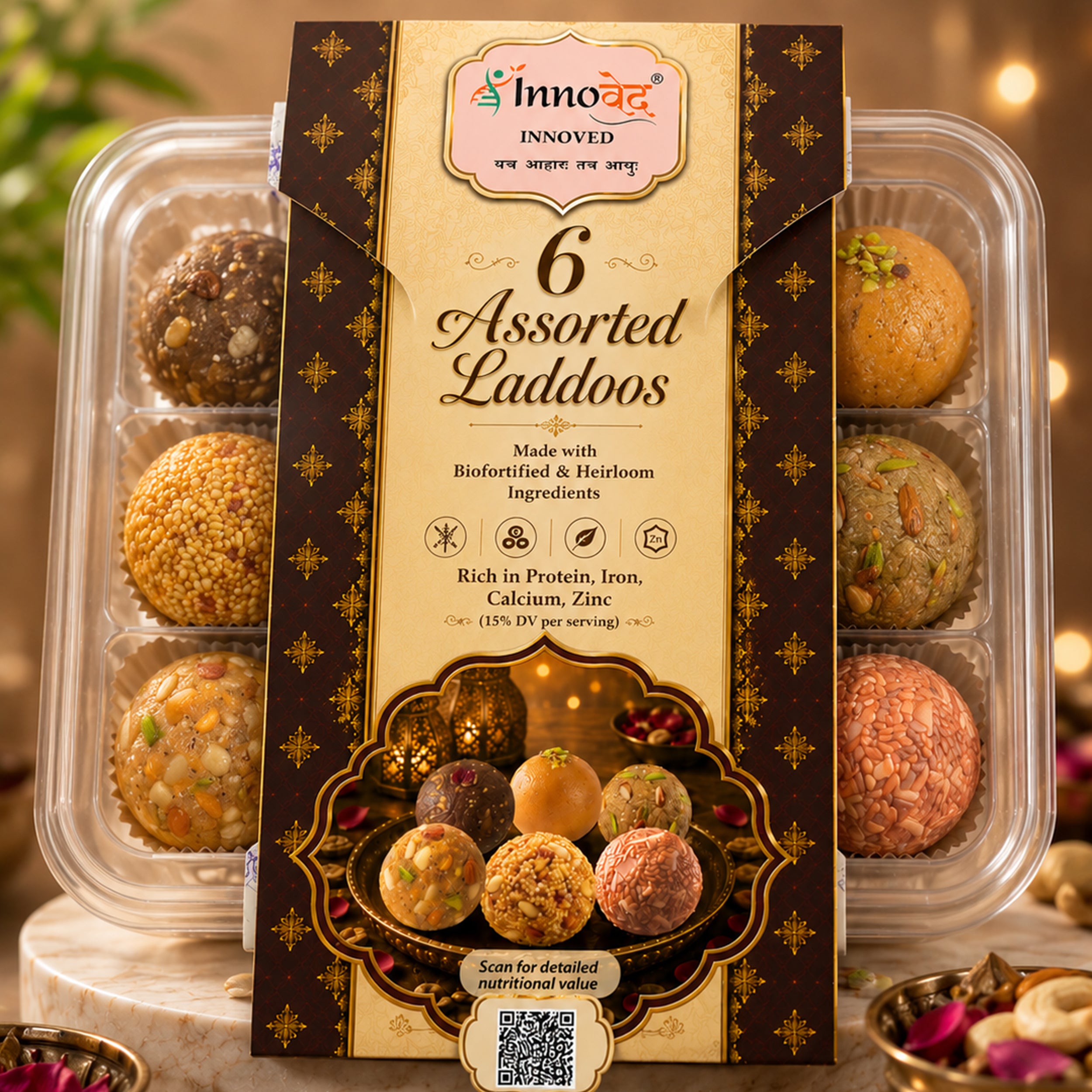 Assorted Laddoos (S.Ragi, Acacia Gum, Rajgira, Dry Fruit Makhana, S.Dal, Alive) | 6 varieties in 1 pack | 150g