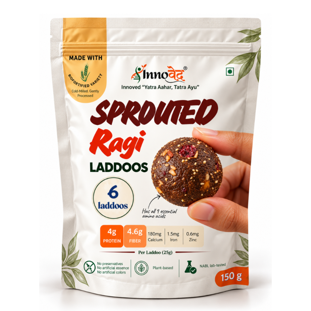 Sprouted Ragi Laddoos | Bone Health | Calcium | 150g | 6 laddoos (25g each)
