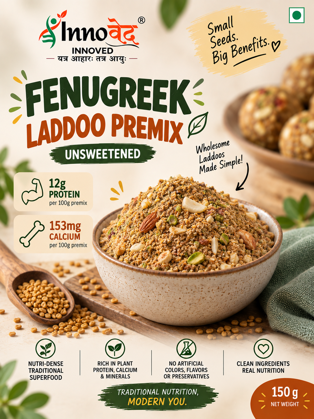 PREMIX | Fenugreek Laddoo premix | 150g | Makes 6 laddoos