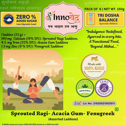 Assorted Laddoos (S.Ragi, Acacia Gum, Fenugreek, Dry Fruit Makhana, S.Dal, Alive) | 6 varieties| 150g